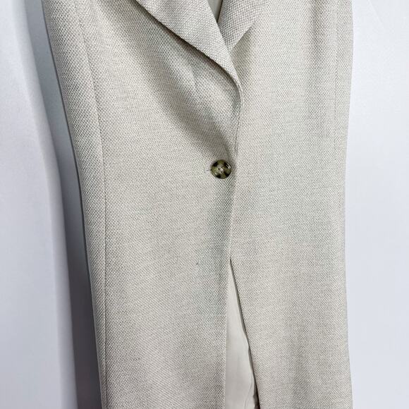 White House Black Market S Cream Sleeveless Long Length Vest Belted Tie Waist - Picture 8 of 13